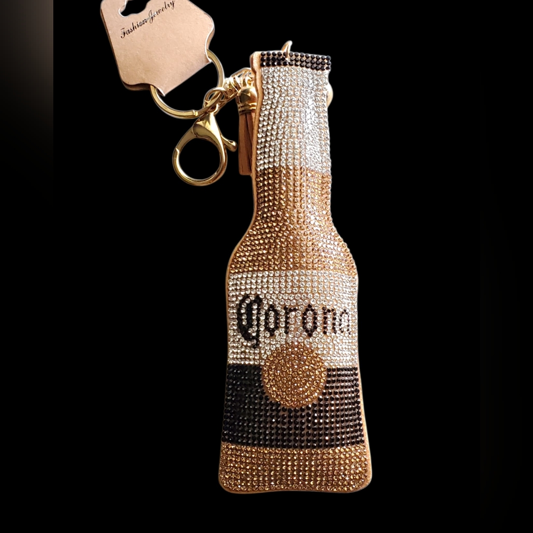 Corona Rhinestone Bottle Bag Charm & Keychain